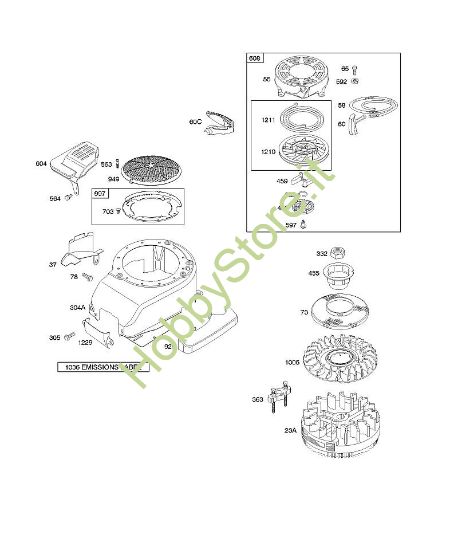 C - Alloggiamento/ripari ventola, volano, dispositivo di avviamento a riavvolgimento B&S - 12 €¦ 122H82-0125-01 brand Stihl